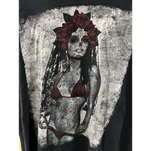 Riot Society Day Of the Dead‎ Sexy Bikini Girl T-Shirt Tattoos Black M USA LA